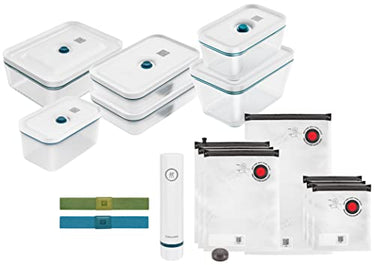 ZWILLING Fresh & Save Vakuum Starterset, Glas, 16-teilig, inkl. Dose, Pumpe und Beutel, La Mer im Sale